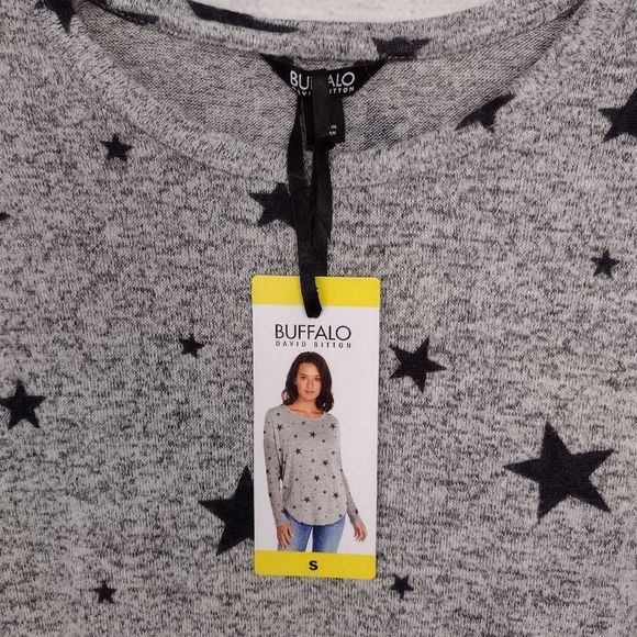 Buffalo David Bitton NEW Star Print Gray/Black Comfy Soft Knit Tunic Sz S - Picture 5 of 12
